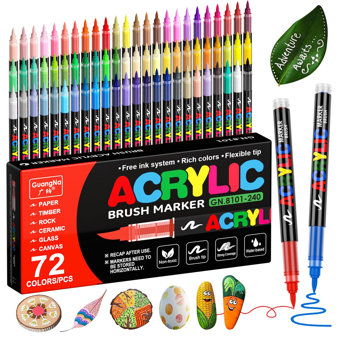72 Farben Acrylstifte für Steine Wasserfest, Acrylic Marker Set, 72