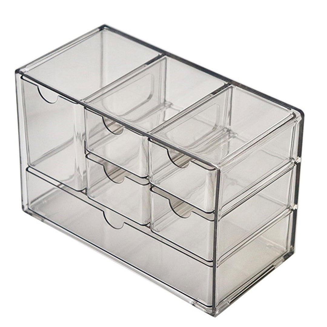 Jumuao Aufbewahrungsbox Kunststoff, Mini Schubladenbox, Kleinteilemagazin mit 6 Schubladen, Desktop
