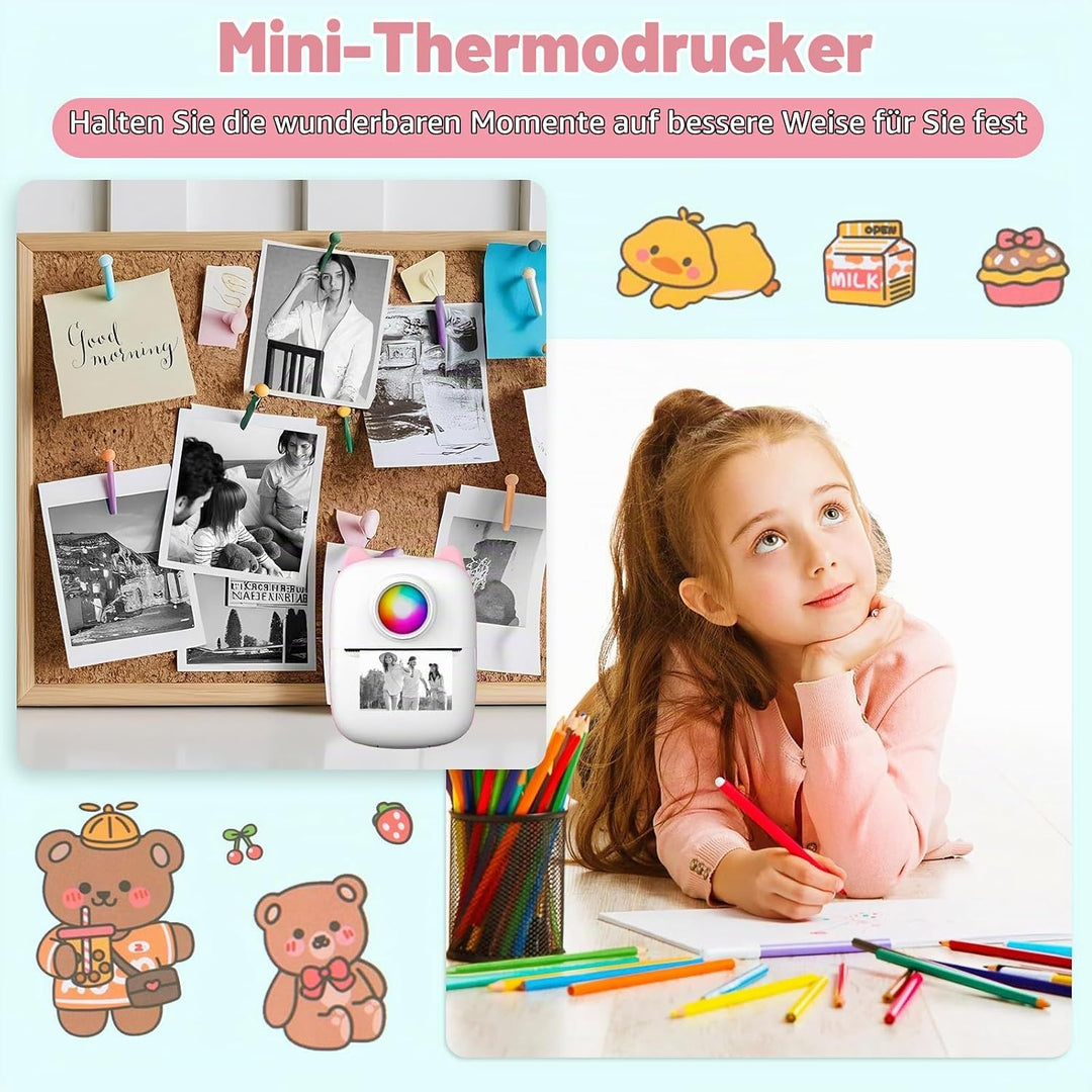 Mini Drucker Tragbarer Thermodrucker Wireless Bluetooth Mini Fotodrucker Smartphone Taschendrucker M