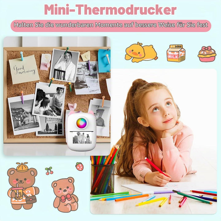 Mini Drucker Tragbarer Thermodrucker Wireless Bluetooth Mini Fotodrucker Smartphone Taschendrucker M