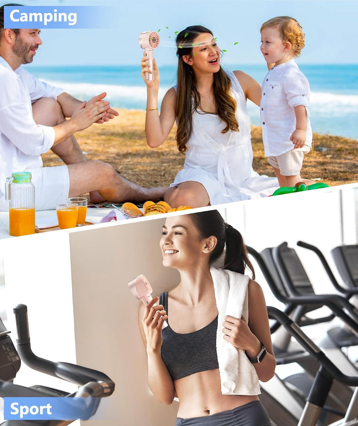 OUILA Handventilator, 2600mAh Mini Ventilator aus Metallwerkstoff USB Aufladbar Tragbarer Akku Venti