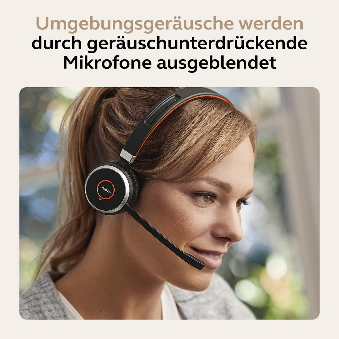 Jabra Evolve 65 SE Schnurloses Stereo-Headset-Bluetooth-Headset mit Mikrofon mit Geräuschunterdrücku