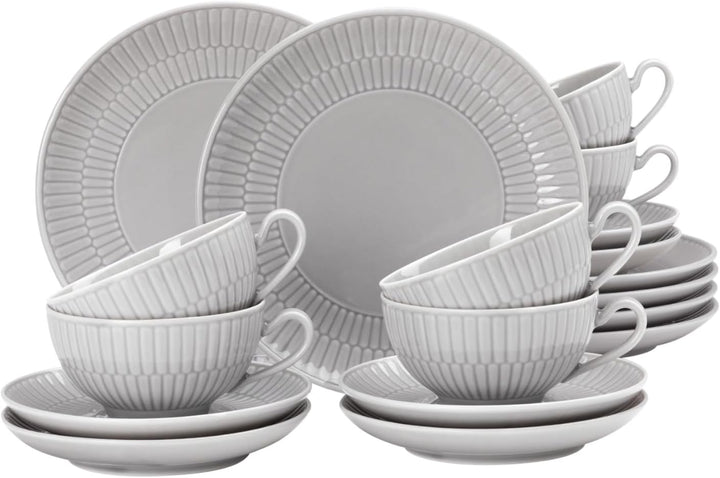Seltmann Weiden Amina Silbergrau Suppenteller, 21 cm, Tiefe Suppenschale mit dezentem Relief-Muster,
