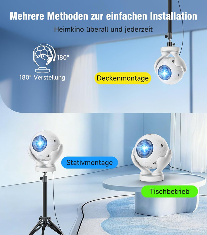 Mini Beamer, Magcubic Smart Projektor 4K Unterstützt, 1080P Native 400 ANSI weiss, weiss
