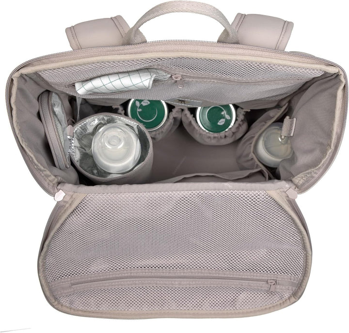 LÄSSIG Baby Wickelrucksack mit Wickelunterlage, Kinderwagenbefestigung und Flaschenhalter/GRE Slende