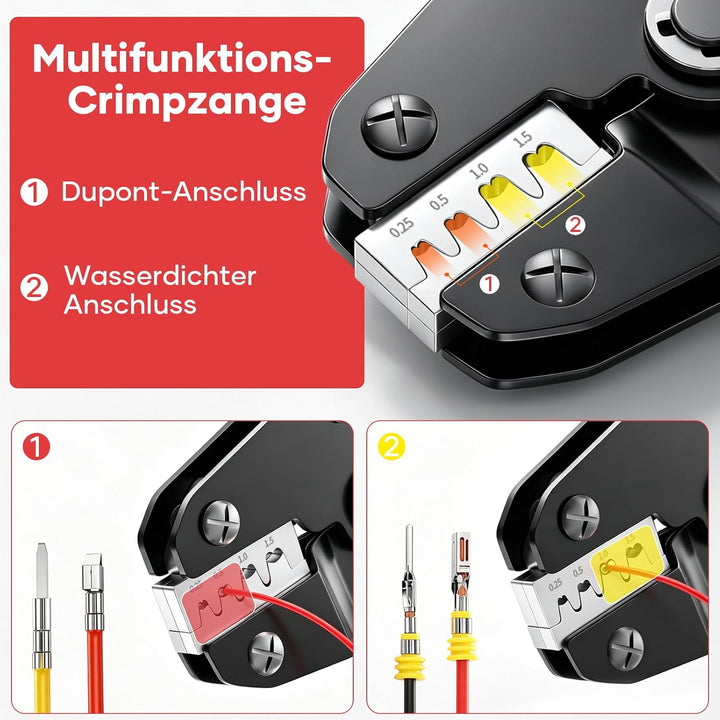 Crimpzange, 0.25–1.5 mm² (AWG23–16) Crimpzangen mit Ratsche