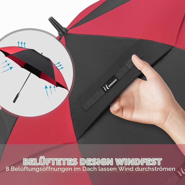 NINEMAX Regenschirm Gross Sturmfest,Golf Stockschirm Automatik Auf,L/XL/XXL Regenschirm für Herren D