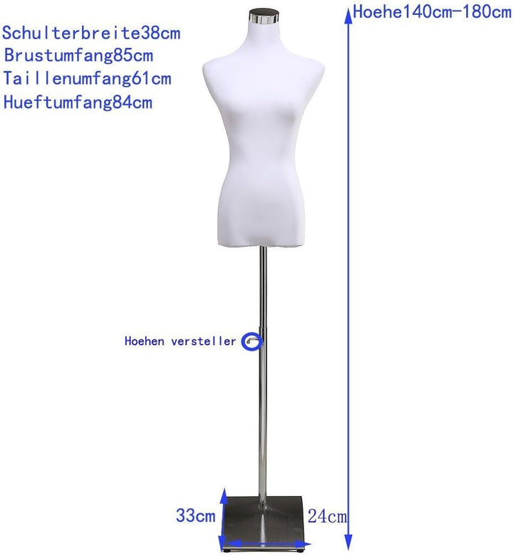Schneiderpuppe Damenbüste Büste Torso Gr.32-36 | LW6036W Weiss, Weiss