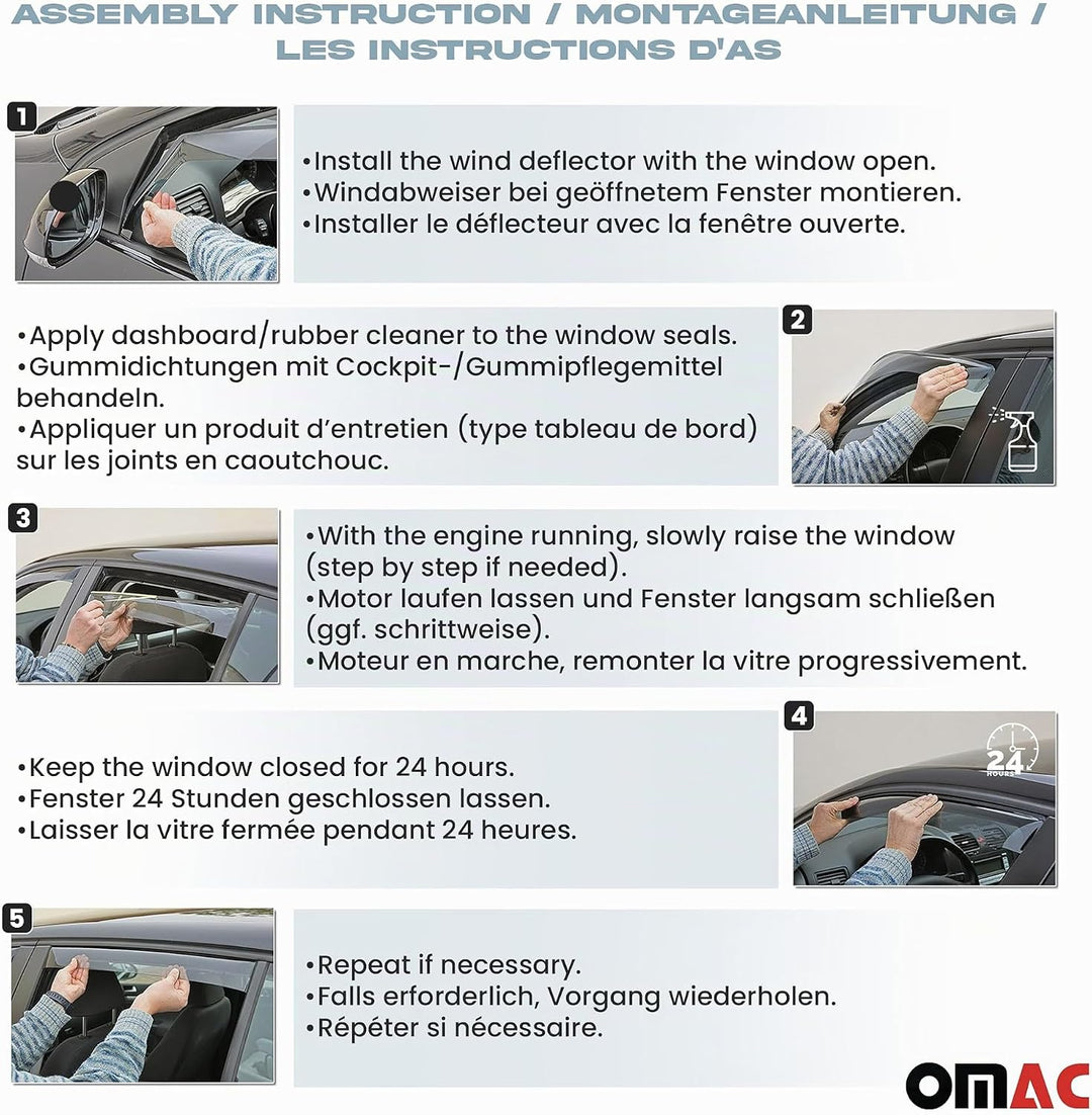 OMAC Windabweiser für Volvo XC40 2018-2026 Acryl Dunkel 4tlg Aerodynamisch Standard, Aerodynamisch S