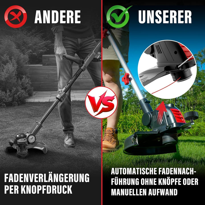 MZK 20V Akku-Rasentrimmer 30 cm, Kantenschneider, 2 Akkus 30cm, 30cm