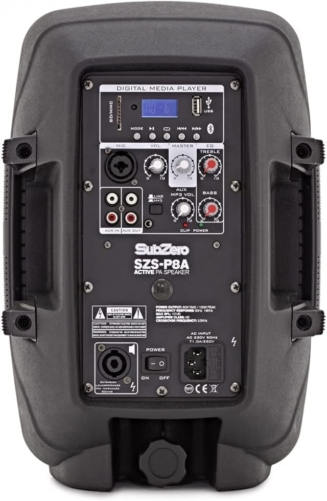 SubZero 8" Aktiv-PA-Lautsprecher mit Digital Media Player &amp;Bluetooth