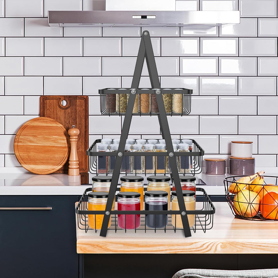 AufuN Obst Etagere, 3 Stöckig Obstkorb Rack Obstschale aus Metall, Abnehmbar Obst Halter Küche Ablag
