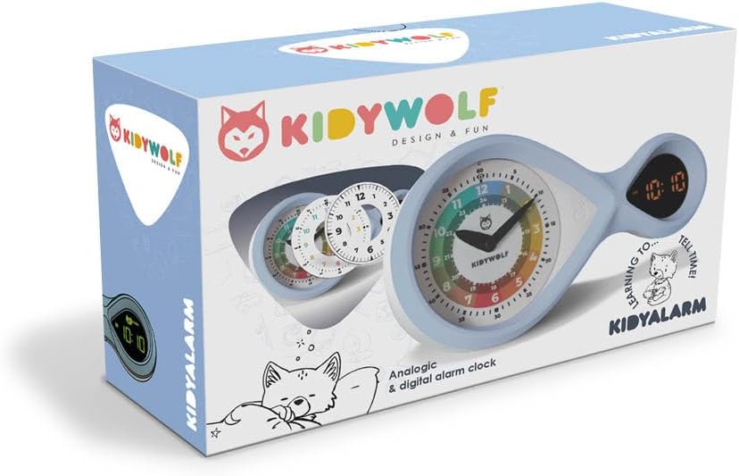 KIDYWOLF - Analoger &amp; digitaler Wecker hellblau