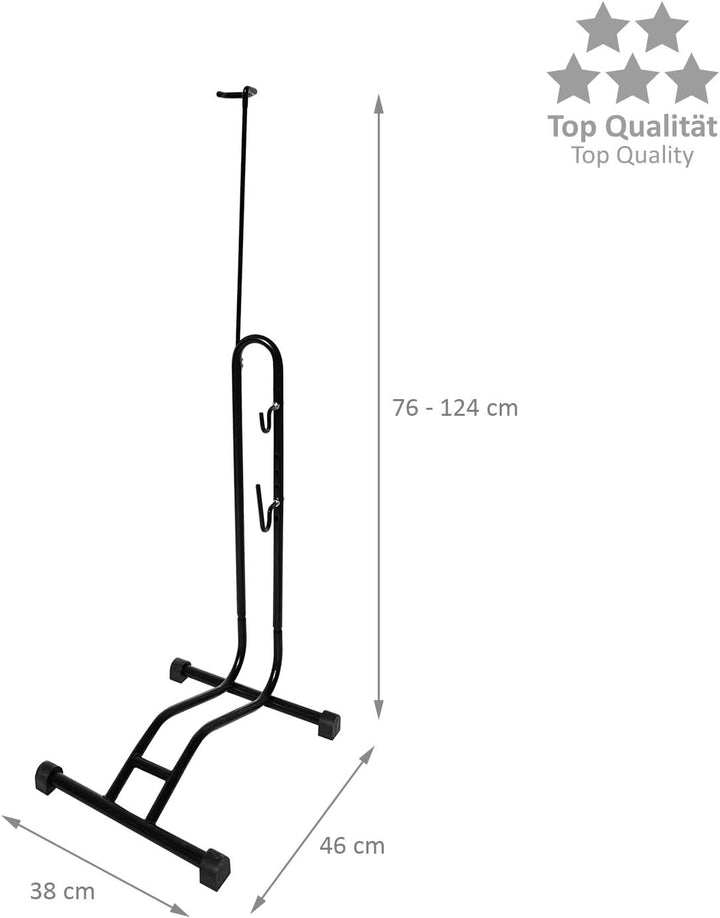 WELLGRO® Fahrradständer - Stahl, schwarz, sicherer Stand, Haken mit Kunststoffummantelung, 3 Funktio