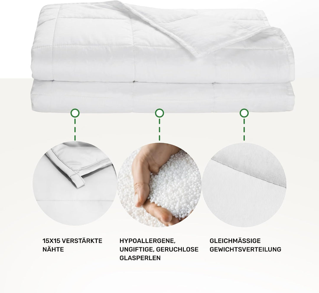 Dailydream Gewichtsdecke 135x200cm, 7,5 kg, Fleece, Weiss Weiss 135x200cm|7,5kg, Weiss 135x200cm|7,5