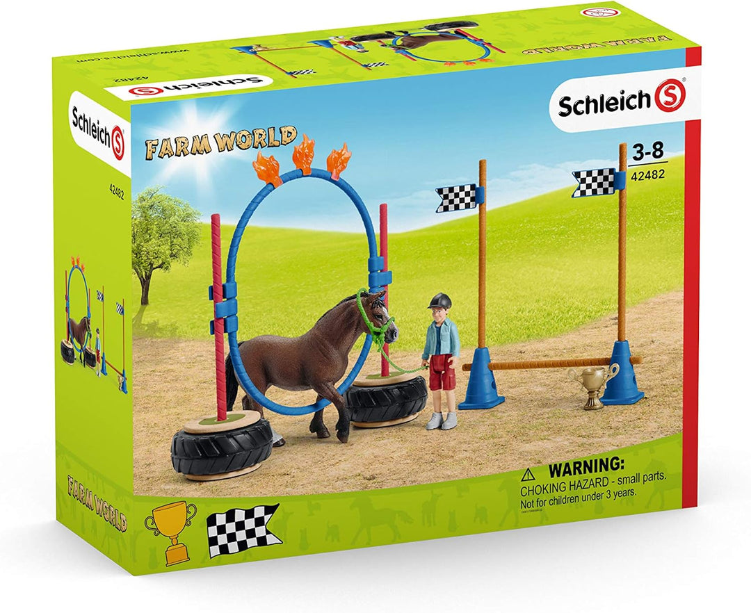 Schleich Farm World | Pony Agility Rennen 42482 | 26 Teile Standardverpackung, Standardverpackung