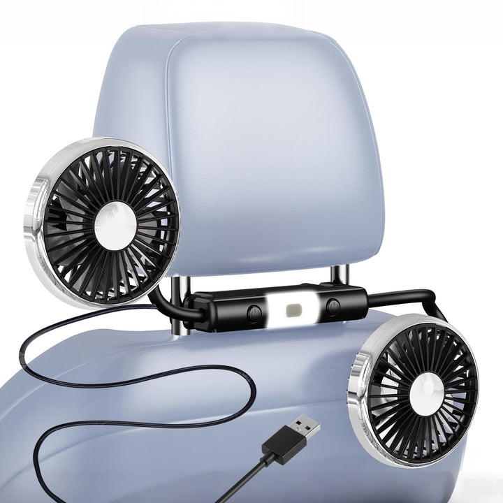 USB Ventilator Auto,11,5-16,5 cm Kopfstütze Lüfter 360° Verstellbar Flexibler Schlauch,Doppelkopf Mi