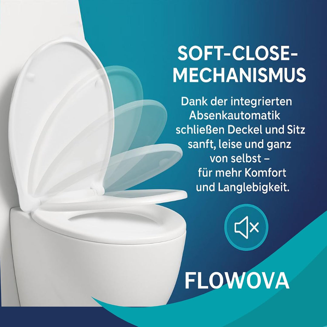 WC Sitz mit Absenkautomatik – Toilettendeckel Duroplast Soft Close – Quick Release Funktion – Univer