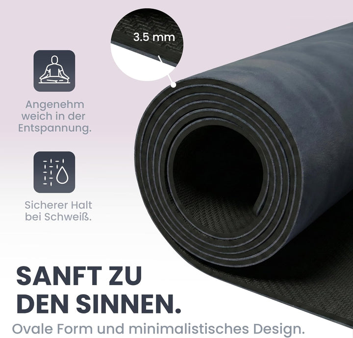 Premium Yoga Matte – Mikrofaser &amp; Naturkautschuk, Extra Breit 68cm - Meditationsmatte, Pilates Matte