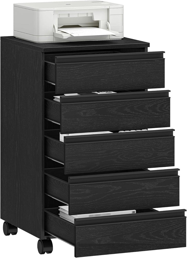 Hzuaneri Rollcontainer, mobiler Aktenschrank, Schubladenschrank mit 5 Schubladen, Lagerschrank für B