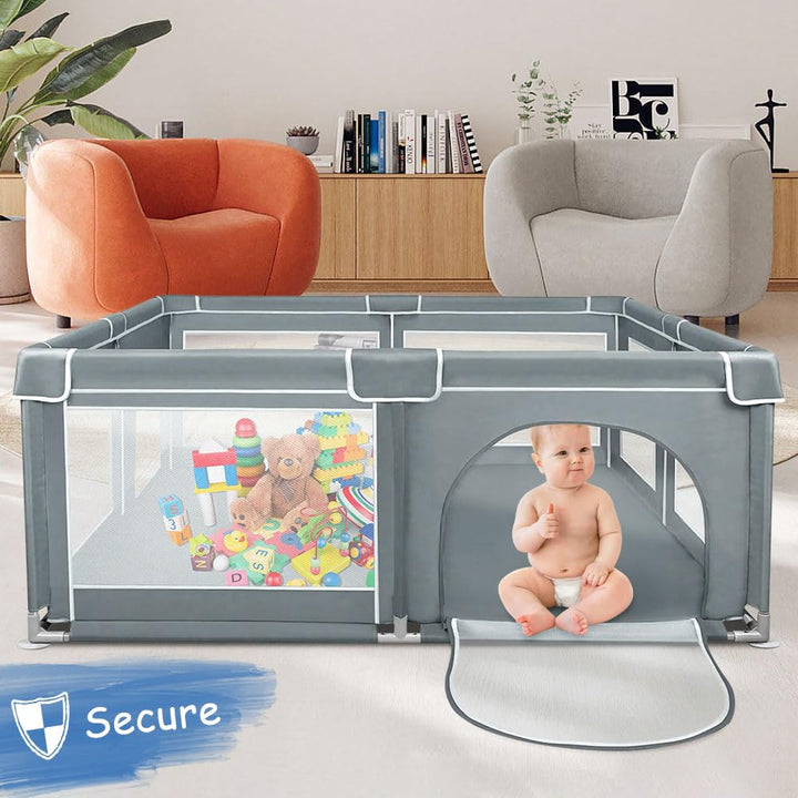 Laufgitter für Babys, faltbar, Laufgitter für Babys, Laufgitter mit atmungsaktivem Netz auf vier Sei