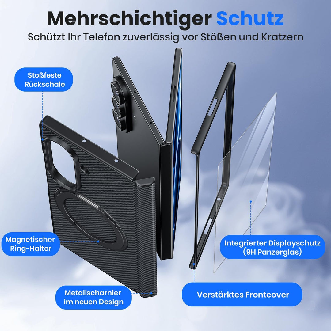 Hoerrye für Samsung Galaxy Z Fold 8 Ultra Hülle mit 360°Ständer black, black
