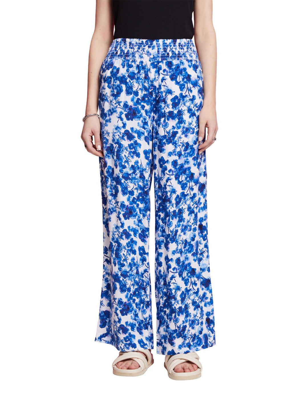 ESPRIT Gemusterte Pull-on-Hose mit weitem Bein 34 Ice, 34 Ice
