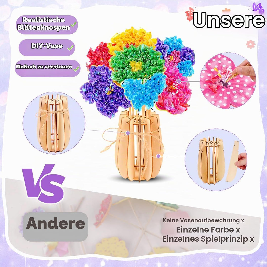Own1one Bastelset für Mädchen 6-8 Jahre, Blumenstrauss Basteln mit PaillettenSpielzeug ab 4-12 Jahre
