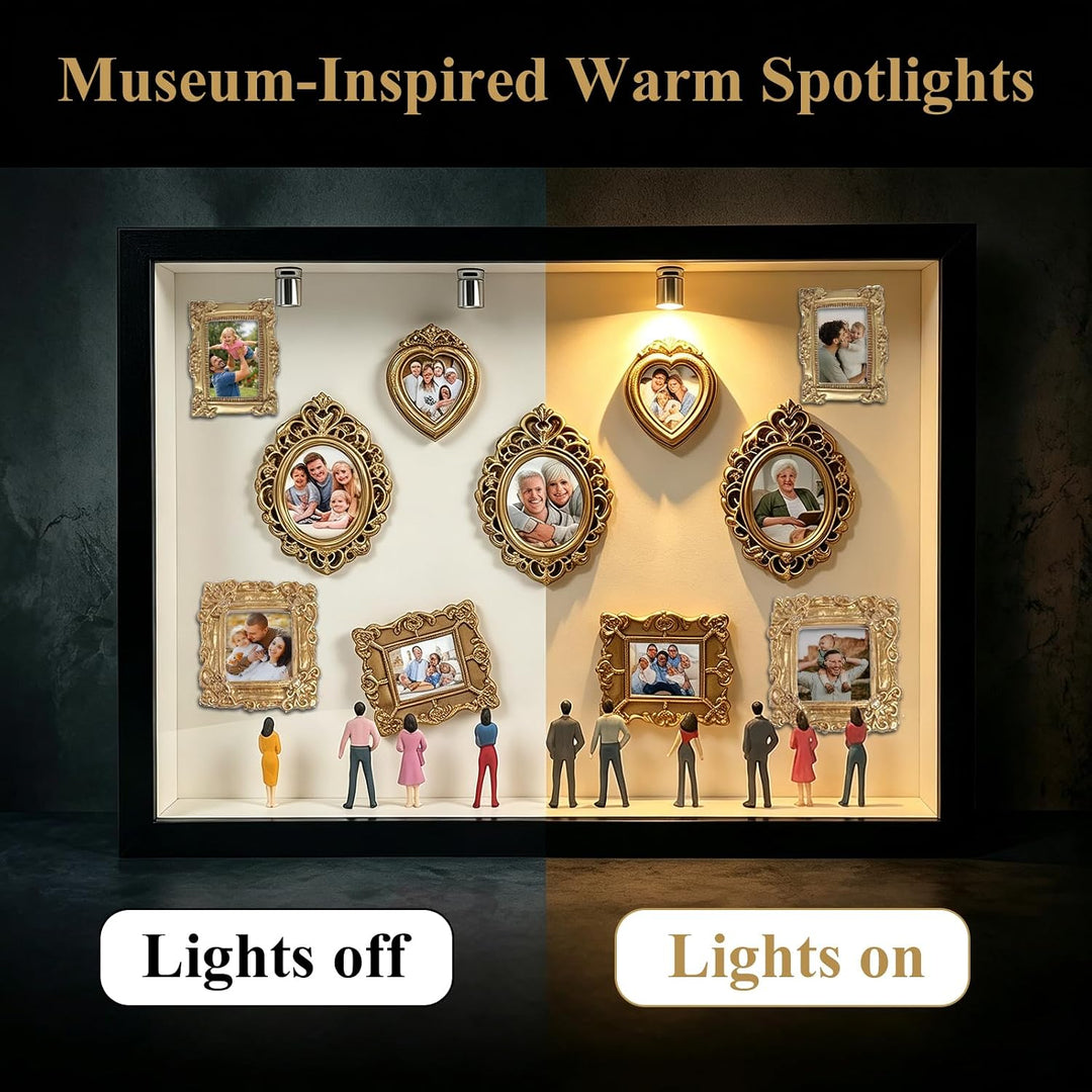 DIY Mini Museum Bilderrahmen, DIY Mini Museum Silhouette Box mit LED Licht Gold, Gold