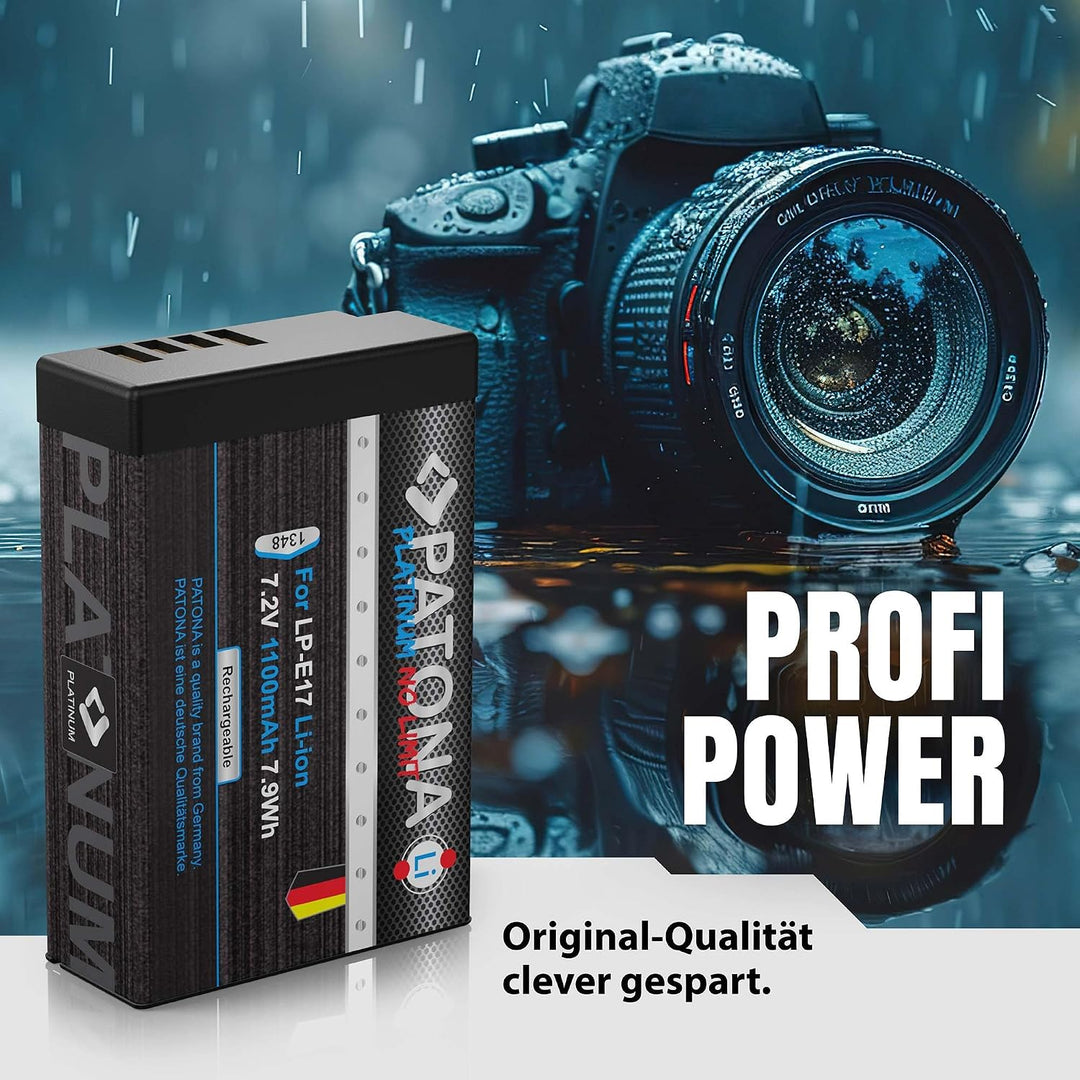 PATONA Platinum Akku LP-E17 1050mAh Kompatibel mit Canon EOS RP R50 R100 M3 M5 M6 Mark II