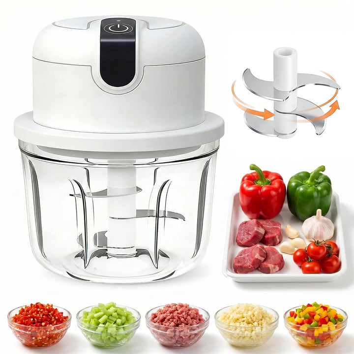 Elektrischer Küchenhacker, Mini Zwiebel Zerkleinerer Elektrisch, Zwiebelschneider Elektrisch 350ml,