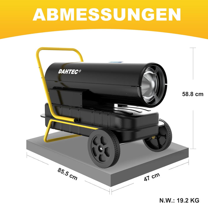 30 kW Heizkanone Diesel Bautrockner, Grosstank Bauheizer, 750 m³/h Heizgebläse mit Thermostat, Ölbeh