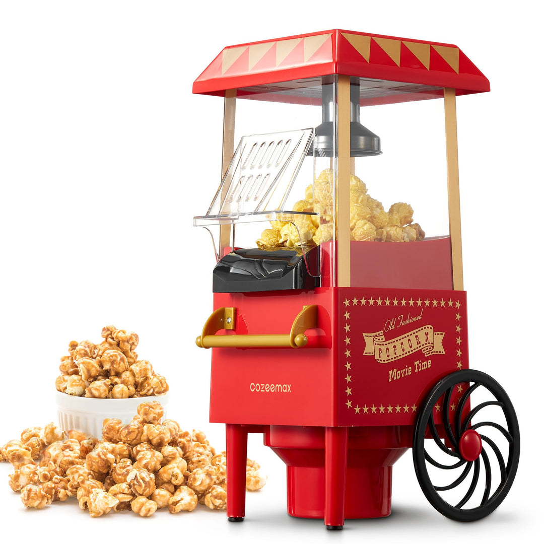 Popcornmaschine Retro, Cozeemax 1200W für Zuhause Popcornmaschine Maker mit Heissluft, Popcorn Machi