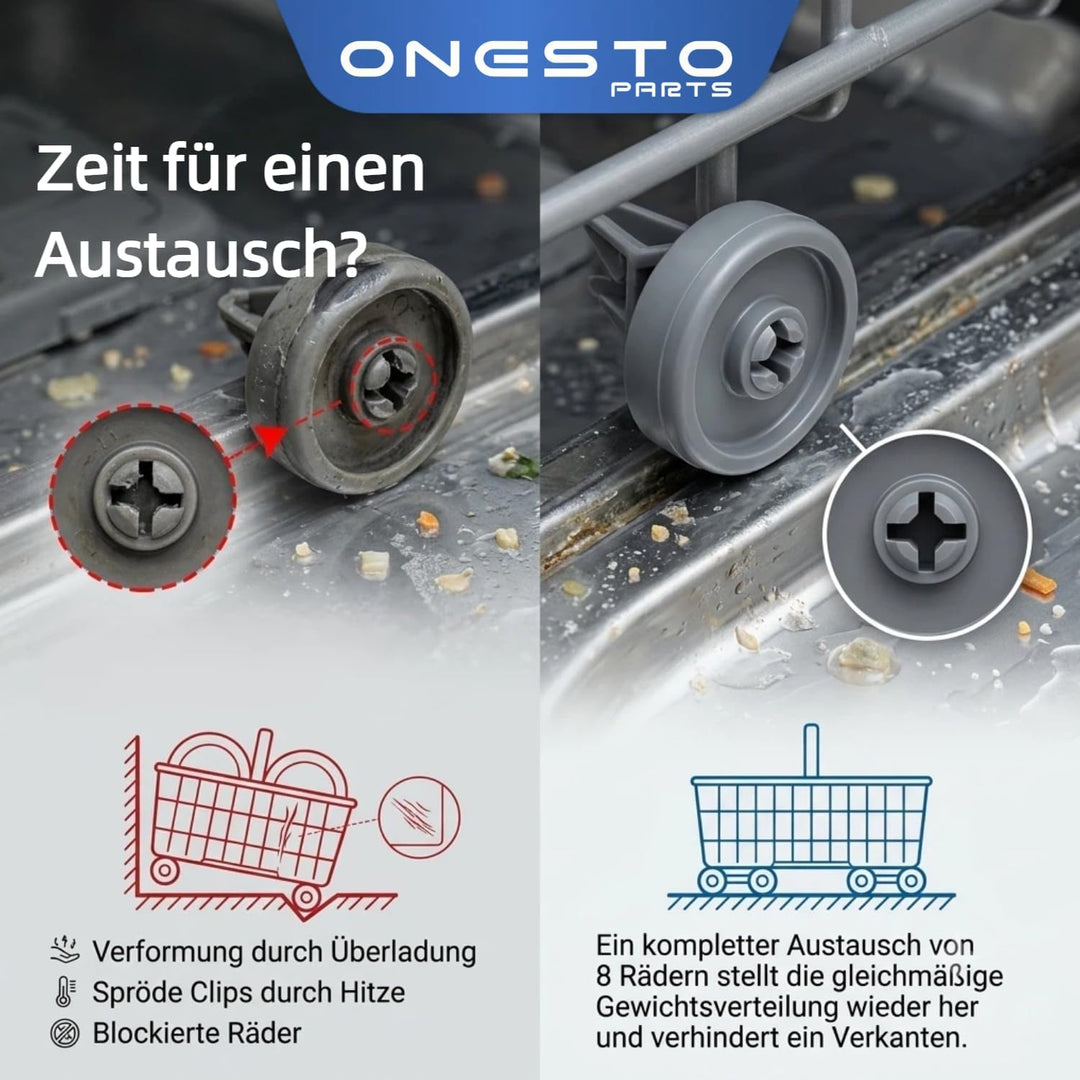 Geschirrspüler-Unterkorbrollen-Set (8 Stück)