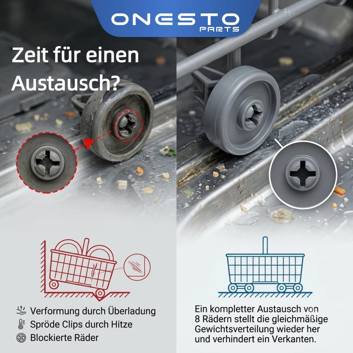 Geschirrspüler-Unterkorbrollen-Set (8 Stück)