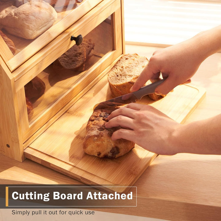 YOUDENOVA Brotkasten Bambus Eco Brotbox Brotkorb mit Schneidebrett Aufbewahrungsbox Küche Brotaufbew