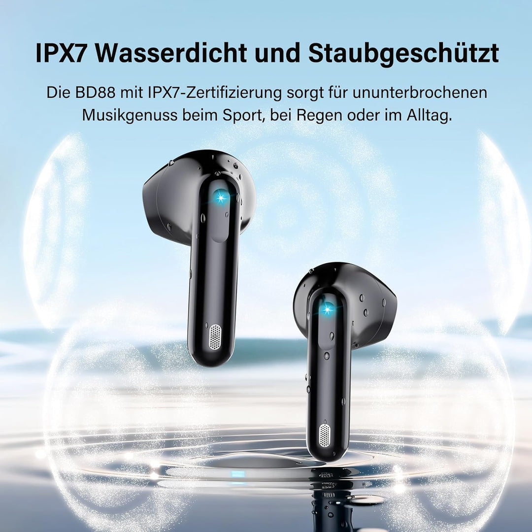 Bluetooth Kopfhörer in Ear Kopfhörer Kabellos Bluetooth 5.4, Schwarz A-Schwarz, A-Schwarz