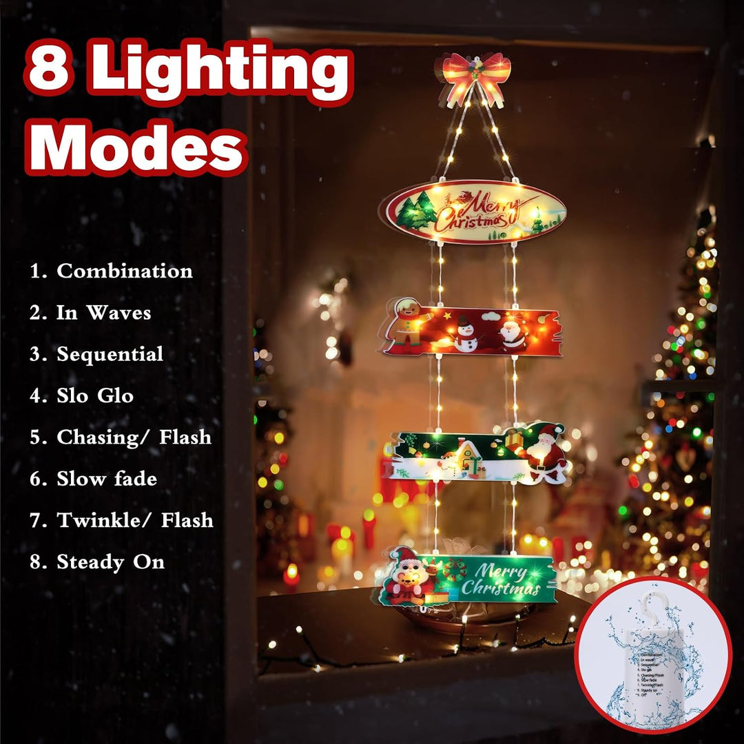 Qedertek Weihnachtsbeleuchtung Aussen Batterie, 72 LED Weihnachtskranz Warmweiss Türkranz mit Timer,