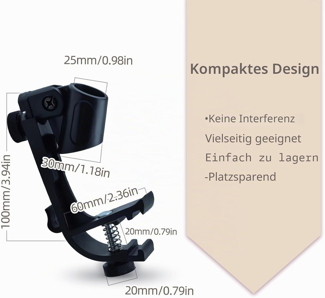 4 Stück Drum Microphone Clips, Einstellbare Stossfest Mikrofonhalter Trommelklemme auf Universal Tro
