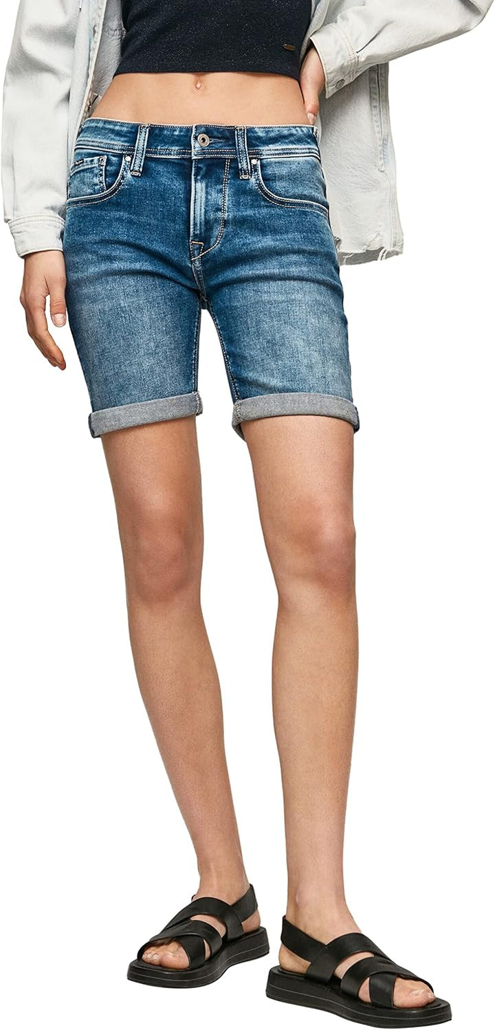 Pepe Jeans Damen Poppy Denim Shorts 25W Blue (Denim-gw4), 25W Blue (Denim-gw4)