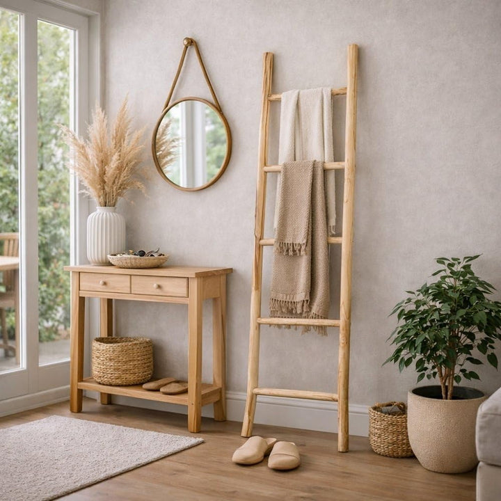 KEPALA Deko-Leiter 150 cm, Teak Handtuchhalter, Natural 150 cm Höhe, 150 cm Höhe