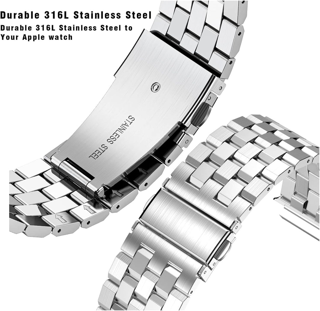 Bänder kompatibel für Apple Watch Serie 10 42mm, Edelstahl Apple Watch Bänder mit Gehäuse, Metall iW