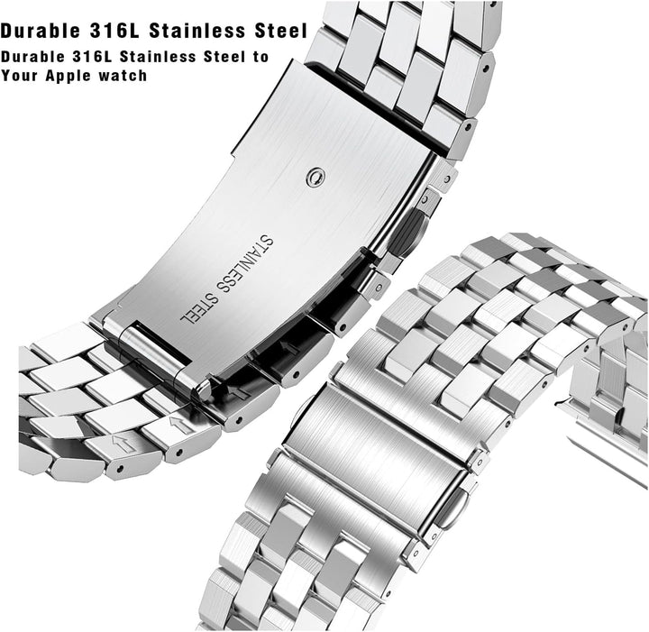 Bänder kompatibel für Apple Watch Serie 10 42mm, Edelstahl Apple Watch Bänder mit Gehäuse, Metall iW
