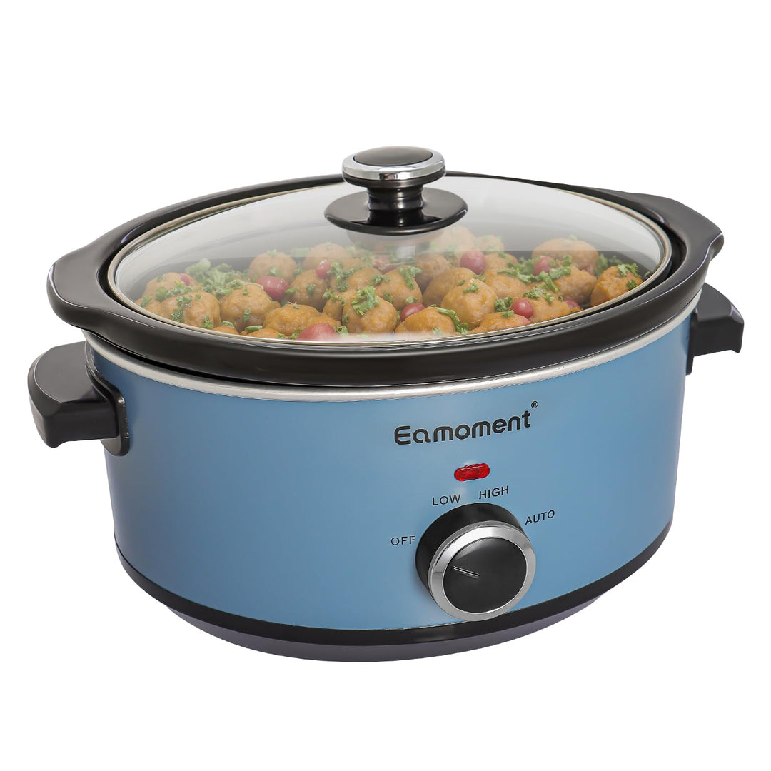 Slow Cooker, 3,5 Liter Edelstahl Schongarer mit Keramiktopf, Einstellbare Temperatur, Spülmaschinenf