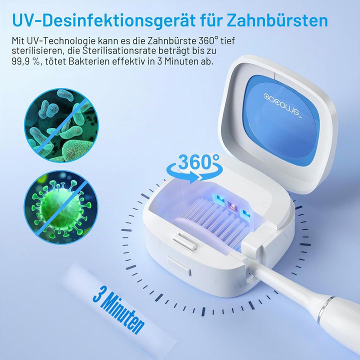 OOCOME Tragbarer tiefer UV-Zahnbürsten-Desinfektionsmittel-Etui, Zahnbürsten-Desinfektionsmittelhalt
