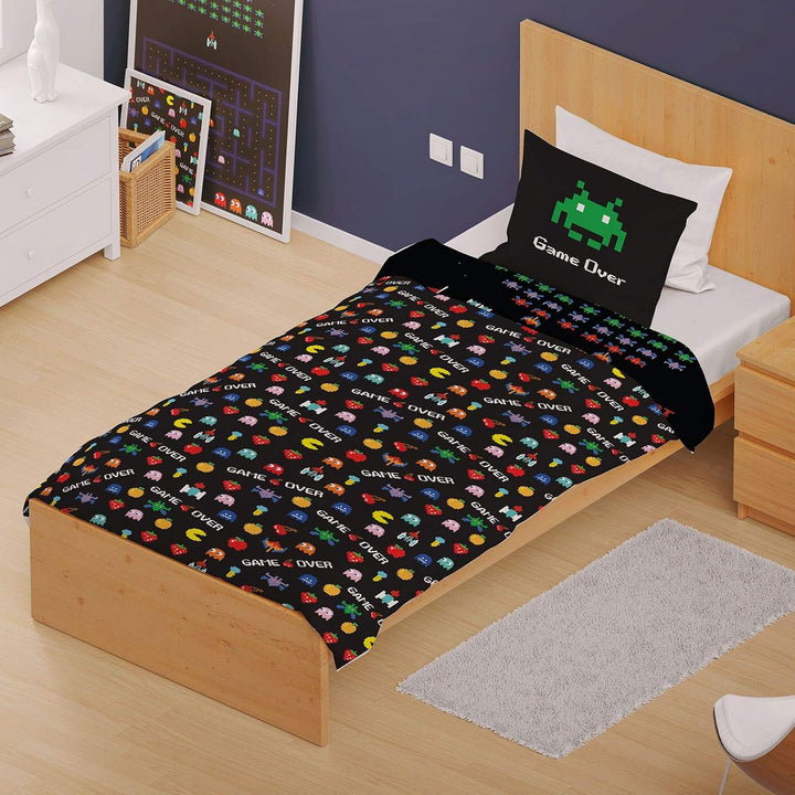Retro Games Bettwäsche-Set für Einzelbett/Doppelbett, wendbar, mehrfarbig, Single Duvet, Single Duve