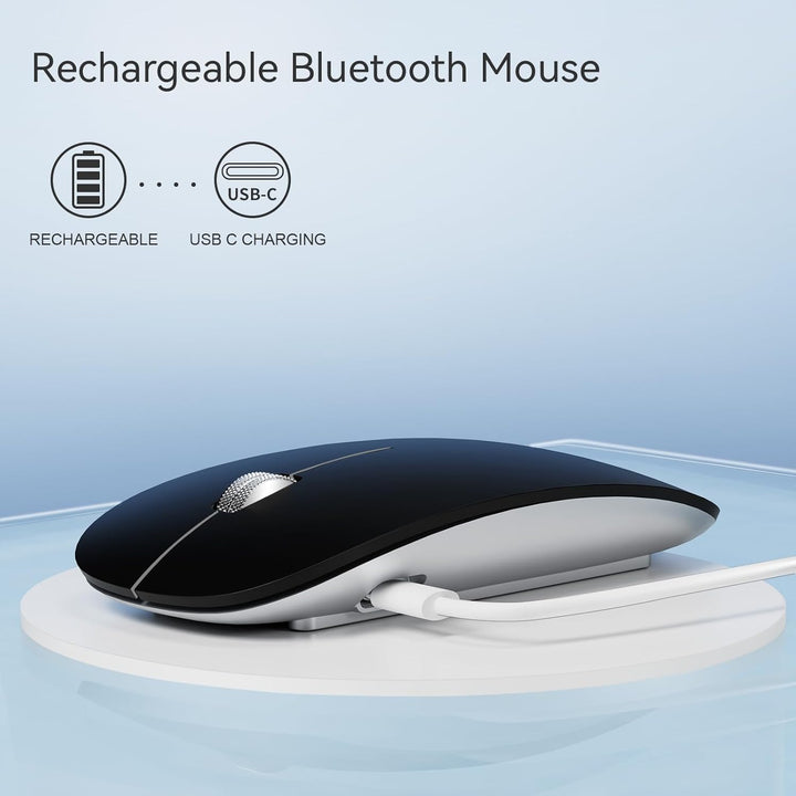 Uiosmuph Bluetooth Maus, Kabellose Maus mit USB-Nano-Empfänger, Tri-Mode (Dual Bluetooth 5.1 + 2.4GH