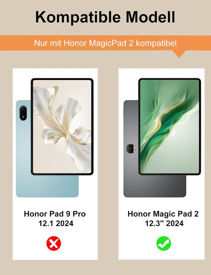 FOGARI Hülle mit Tastatur für Honor Magic Pad 2 Tablet 12,3 Zoll Schwarzer Honor MagicPad 2 12.3" 20