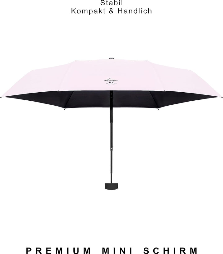 AMBRA Sturmfester Mini Reise-Regenschirm mit UV-Schutz Helles Rosa, Helles Rosa