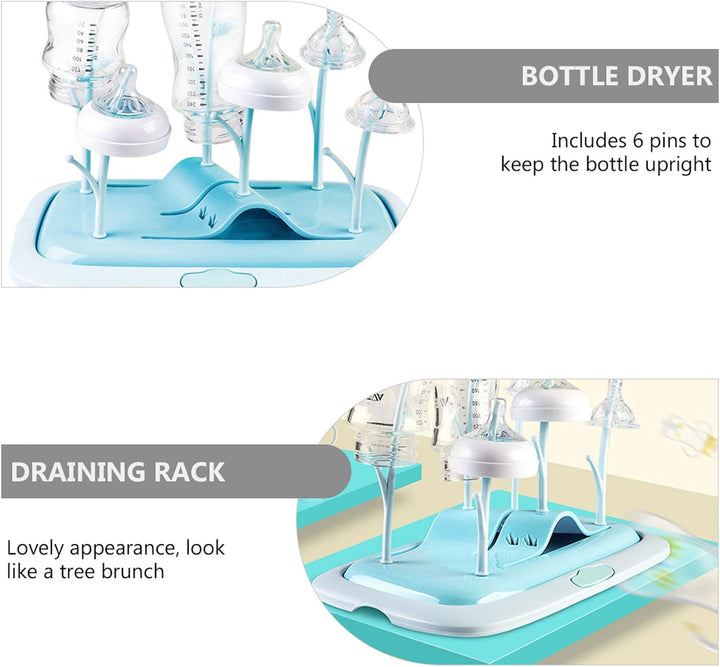 Artibetter Babyflaschentrockner mit 6 Haken, Pp, Blau, Tragbar